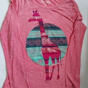 Girls 3/4 sleeve giraffe shillouette shirt